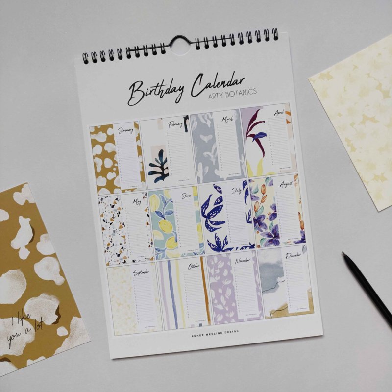 Birthday Calendar - ARTY BOTANICS - A4 - Perpetual