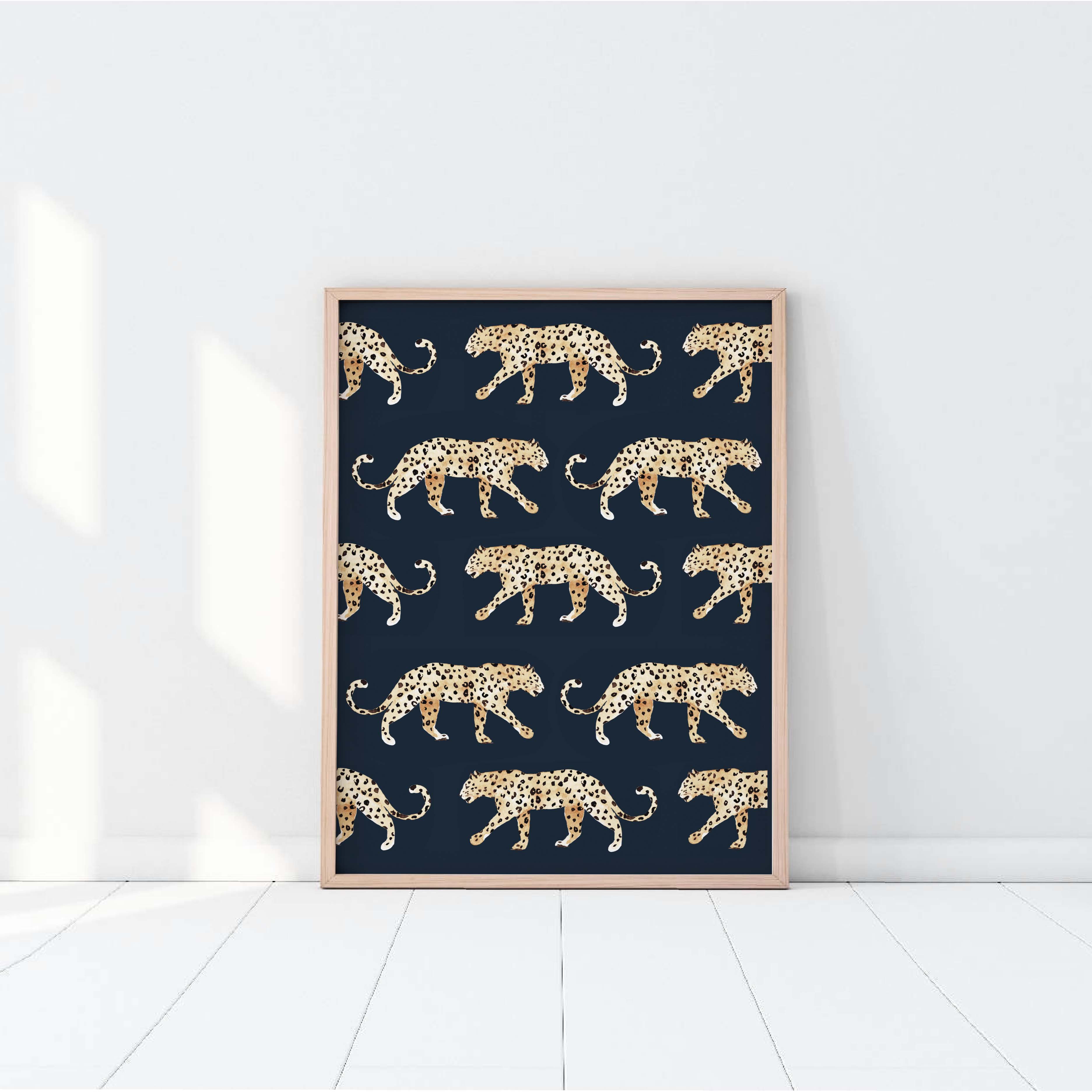 Poster Leopard Dusty Navy Blue – Annet Weelink Design