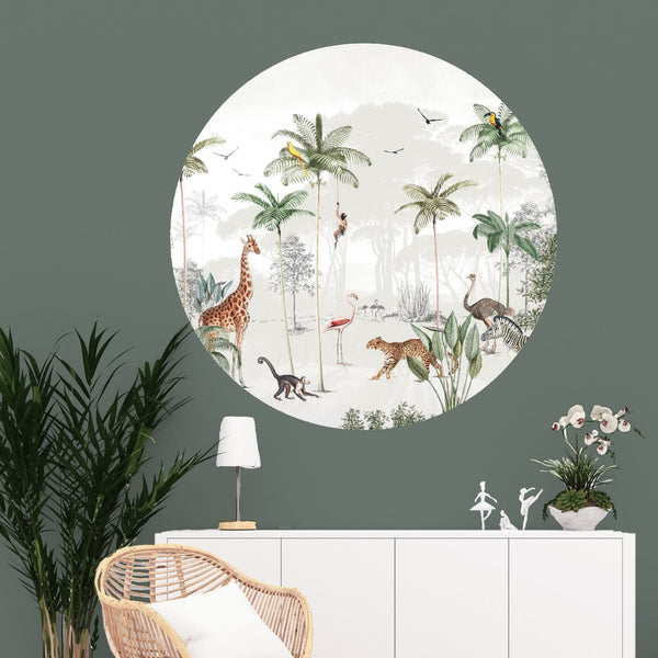 Sale STICKER MURAL ROND - Wildlife's Playground 120cm