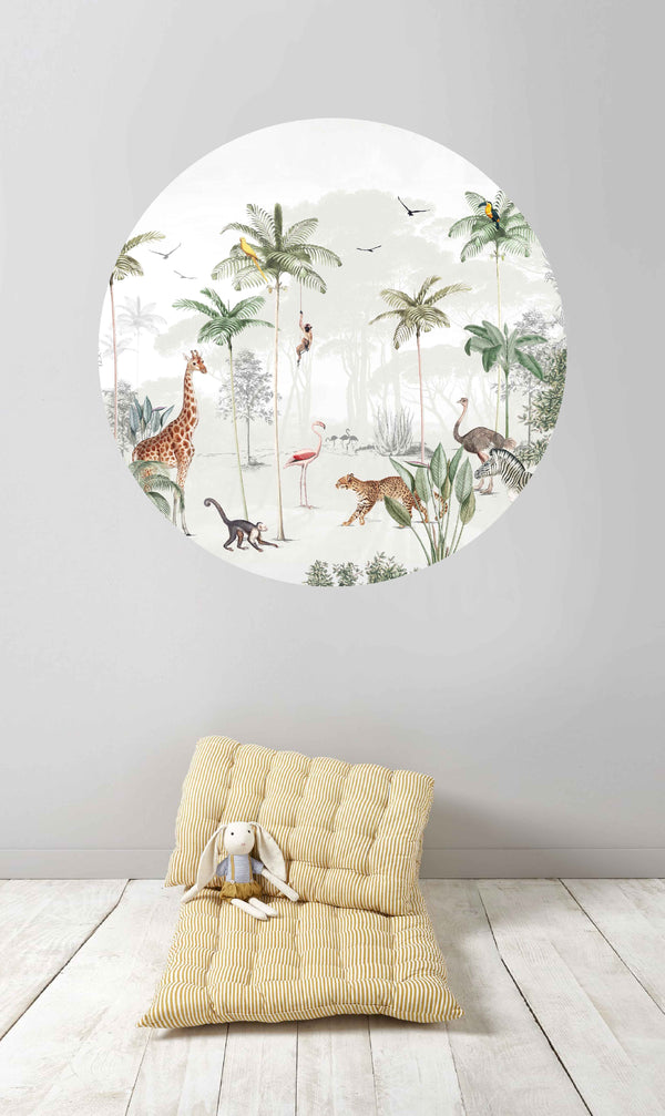 Sale Round wall sticker - Wildlife's Playground 120cm